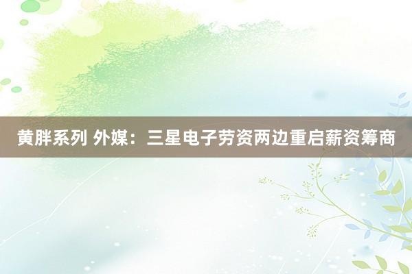 黄胖系列 外媒：三星电子劳资两边重启薪资筹商